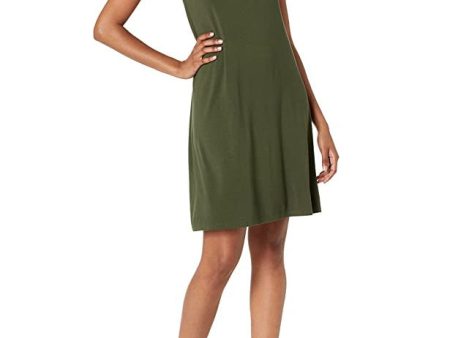 Amazon Essentials Vestido con Vuelo con Manga para Mostrar Músculos de Ajuste Informal de Punto (Previamente Daily Ritual) Mujer, Verde Bosque, S Supply