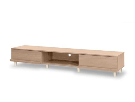 Iris Ohyama, Mobile TV, supporto TV per schermi fino a 65 pollici, 3 ripiani, uscita cavo, piedini regolabili, moderno, camera da letto, soggiorno -TV Cabinet - BAB-180A- marrone chiaro( Golpe Madera Interna) For Sale