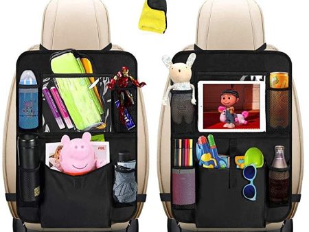 Organizadores para Coche Kick Mat, HE-TOP 2 Pack Impermeable Protector de Asiento Respaldo, Universal Multi-Bolsillo Organizador para Asiento Trasero de Coche Sorporte para 10.5   iPad Tablet Embalaje Deteriorado on Sale