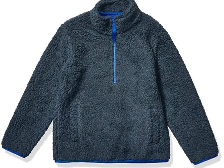 Amazon Essentials Chaqueta de Forro Polar con Cremallera de 1 4 y Forro Sherpa Niño, Gris Oscuro, 6-7 años Fashion