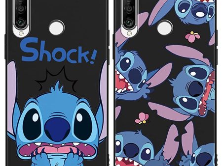 [2 Piezas] Fundas para Huawei P30 Lite 6, 15, Silicona con Stitch Dibujos Animados Kawaii Anime Figura Diseño Cárcasa Suave TPU Antichoque Protección Case Compatible con P30 Lite New Edition Embalaje Deteriorado For Cheap