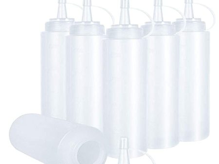 (Pack de 6) Botellas de Plastico Grandes 250 ml con Tapas de Rosca, Botella De Ketchup, Botella Biberon de Salsas, Sin BPA, Perfectas Para Condimentos De Cocina Embalaje Deteriorado For Discount